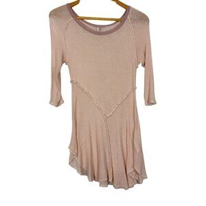 Free People Intimately Raw Hem Tunic Sz Medium Semi Sheer Soft Layering Pink